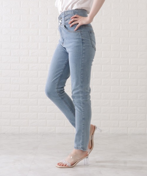 Lace Ladies(レースレディース)の「ハイウエスト3ボタンストレッチスキニーパンツ(その他パンツ・レディース・ネイビー/ライトブルー/ダークグレー/ブラック・29/30/26/27)」の18枚目の写真