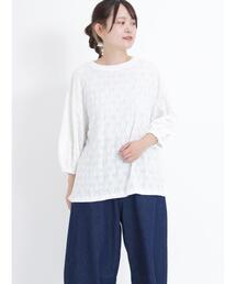 Samansa Mos2 | 花柄ジャカード7分袖カットソー(Tシャツ/カットソー)