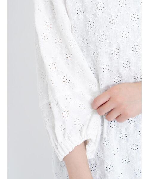 Samansa Mos2(サマンサ モスモス)の「花柄ジャカード7分袖カットソー(Tシャツ/カットソー・レディース・ブラック/オフホワイト/キナリ/ベージュ・F)」の6枚目の写真