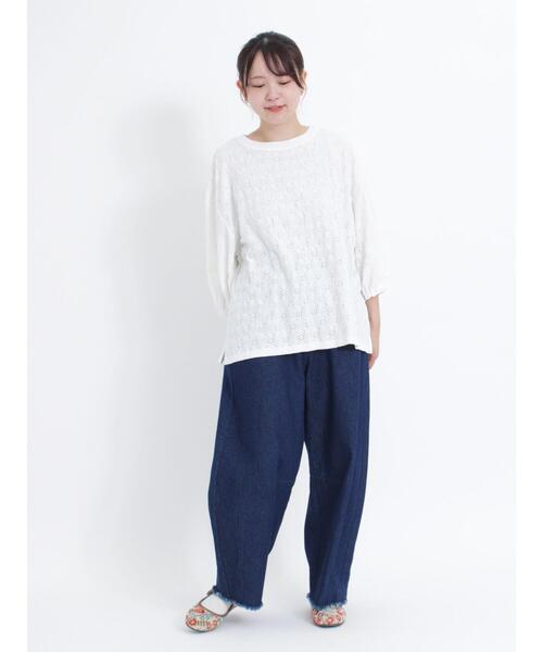 Samansa Mos2(サマンサ モスモス)の「花柄ジャカード7分袖カットソー(Tシャツ/カットソー・レディース・ブラック/オフホワイト/キナリ/ベージュ・F)」の8枚目の写真