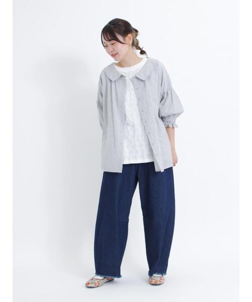 Samansa Mos2(サマンサ モスモス)の「花柄ジャカード7分袖カットソー(Tシャツ/カットソー・レディース・ブラック/オフホワイト/キナリ/ベージュ・F)」の10枚目の写真