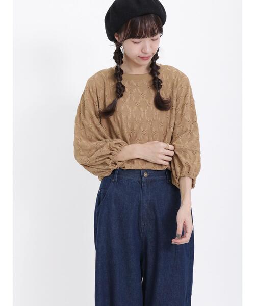 Samansa Mos2(サマンサ モスモス)の「花柄ジャカード7分袖カットソー(Tシャツ/カットソー・レディース・ブラック/オフホワイト/キナリ/ベージュ・F)」の14枚目の写真