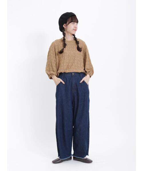 Samansa Mos2(サマンサ モスモス)の「花柄ジャカード7分袖カットソー(Tシャツ/カットソー・レディース・ブラック/オフホワイト/キナリ/ベージュ・F)」の17枚目の写真