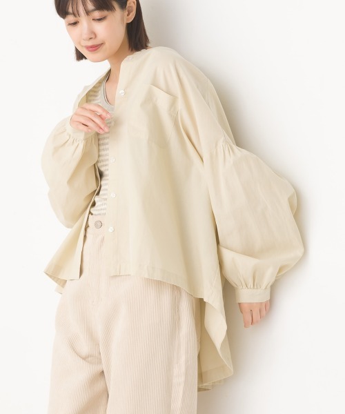 OMNES（オムネス）の「製品洗いブロードボリューム袖長袖シャツ（シャツ/ブラウス・レディース・ブラック系その他/ホワイト/ブルー/ブルー系その他/ピンク/ベージュ/ライトグレー/ベージュ系その他/ベージュ系その他2/グレー系その他/ブルー系その他2/ブラック系その他2/ライトブルー/ベージュ系その他3・FREE）」の6枚目の写真