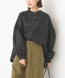 製品洗いブロードボリューム袖長袖シャツ