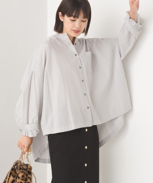 OMNES（オムネス）の「製品洗いブロードボリューム袖長袖シャツ（シャツ/ブラウス・レディース・ブラック系その他/ホワイト/ブルー/ブルー系その他/ピンク/ベージュ/ライトグレー/ベージュ系その他/ベージュ系その他2/グレー系その他/ブルー系その他2/ブラック系その他2/ライトブルー/ベージュ系その他3・FREE）」の4枚目の写真