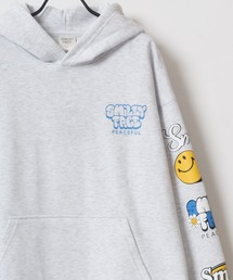 SMILEY FACE/スマイリーフェイス オーバーサイズ 裏起毛 袖プリント バックプリント ロゴ ワンポイント スウェット パーカー/長袖 トップス プルオーバー/レディース メンズ