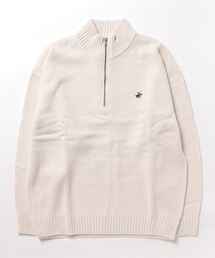 【BEVERLY HILLS POLO CLUB/ビバリーヒルズポロクラブ】ワンポイントロゴ刺繍　ハーフジップ　ニット　モックネック　ハイネック　フロントジップ