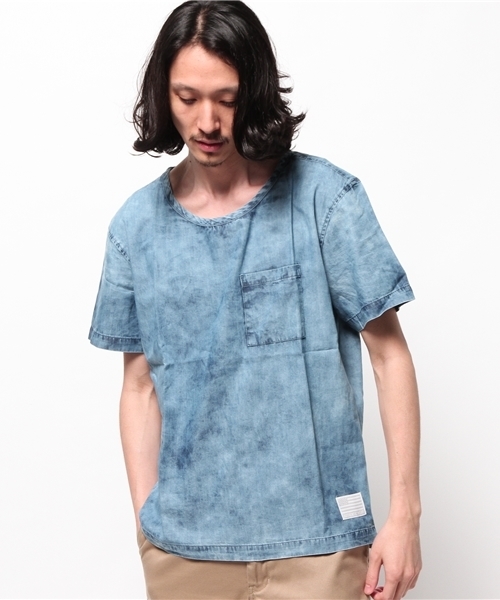 WEGO（ウィゴー）の「WEGO/デニムプルオーバーシャツ（シャツ/ブラウス・メンズ・ライトインディゴブルー/その他1・LARGE/MEDIUM）」の2枚目の写真
