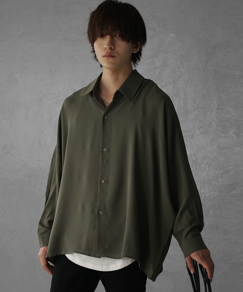 12/28まで‼️ 再出品しませんリアルマッコイズ レーヨンシャツ　長袖　黒 MinoriTY】落ち感ビッグドルマンシャツ オーバーサイズシャツ