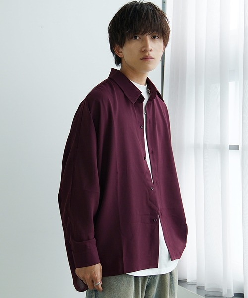 matohu まとふ　マトフ　ノーカラーシャツ　ブラックxネイビー ウィメンズ ユーストマノーカラーシャツ / W's Eustoma No