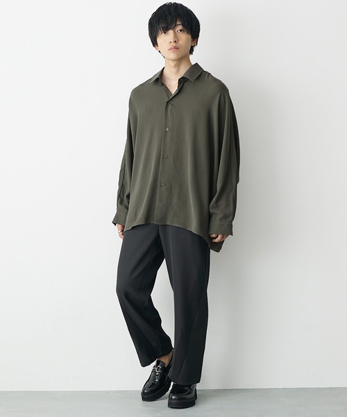 MinoriTY(マイノリティ)の「【MinoriTY】落ち感ドルマンスリーブビッグシャツ 長袖シャツ ビッグシルエット ルーズシルエット レギュラーカラー メンズ 秋服(シャツ/ブラウス・メンズ・ブラック/ベージュ/ブルー/カーキ/ワイン・L/S/M)」の20枚目の写真