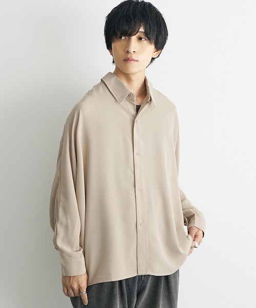 MinoriTY(マイノリティ)の「【MinoriTY】落ち感ドルマンスリーブビッグシャツ 長袖シャツ ビッグシルエット ルーズシルエット レギュラーカラー メンズ 秋服(シャツ/ブラウス・メンズ・ブラック/ベージュ/ブルー/カーキ/ワイン・L/S/M)」の15枚目の写真