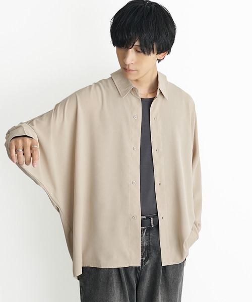 MinoriTY(マイノリティ)の「【MinoriTY】落ち感ドルマンスリーブビッグシャツ 長袖シャツ ビッグシルエット ルーズシルエット レギュラーカラー メンズ 秋服(シャツ/ブラウス・メンズ・ブラック/ベージュ/ブルー/カーキ/ワイン・L/S/M)」の12枚目の写真