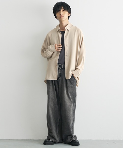 MinoriTY】落ち感ドルマンスリーブビッグシャツ 長袖シャツ ビッグ