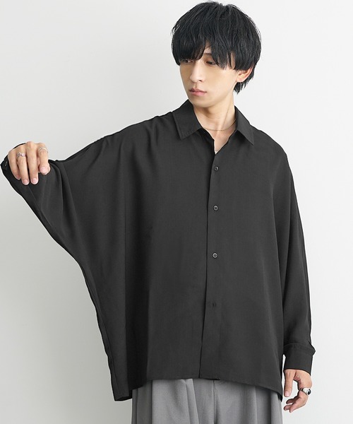 MinoriTY(マイノリティ)の「【MinoriTY】落ち感ドルマンスリーブビッグシャツ 長袖シャツ ビッグシルエット ルーズシルエット レギュラーカラー メンズ 秋服(シャツ/ブラウス・メンズ・ブラック/ベージュ/ブルー/カーキ/ワイン・L/S/M)」の8枚目の写真