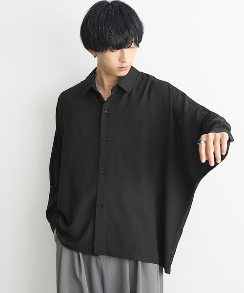 MinoriTY(マイノリティ)の「【MinoriTY】落ち感ドルマンスリーブビッグシャツ 長袖シャツ ビッグシルエット ルーズシルエット レギュラーカラー メンズ 秋服(シャツ/ブラウス・メンズ・ブラック/ベージュ/ブルー/カーキ/ワイン・L/S/M)」の11枚目の写真