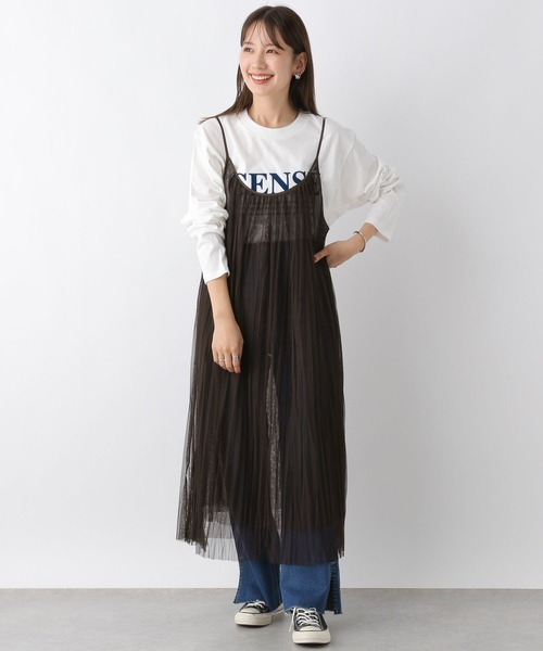 LEPSIM(レプシィム)の「チュールレイヤーキャミワンピース 967934(ワンピース・レディース・ブラウン/ブラック・FREE)」の10枚目の写真