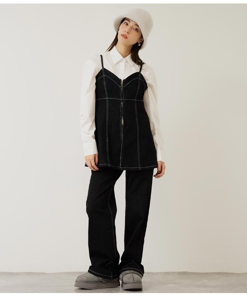 ANAP（アナップ）の「袖ギャサーデザインクロップドシャツ（シャツ/ブラウス・レディース・ブラック/ブルー/オフホワイト・FREE）」の8枚目の写真