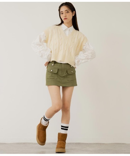 ANAP（アナップ）の「袖ギャサーデザインクロップドシャツ（シャツ/ブラウス・レディース・ブラック/ブルー/オフホワイト・FREE）」の16枚目の写真