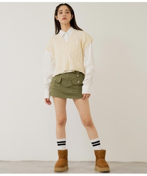 ANAP（アナップ）の「袖ギャサーデザインクロップドシャツ（シャツ/ブラウス・レディース・ブラック/ブルー/オフホワイト・FREE）」の18枚目の写真