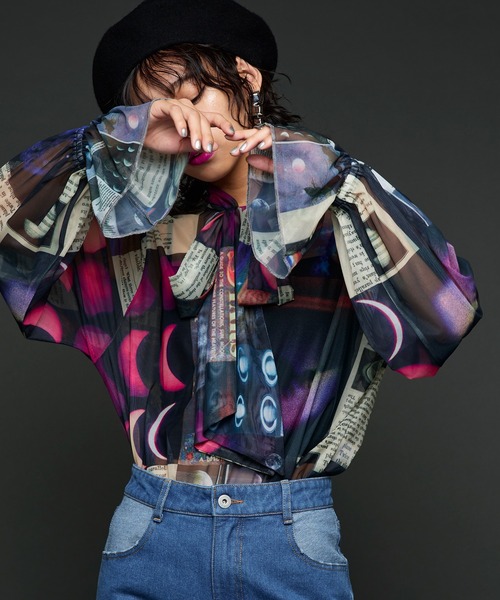 Narcissus（ナルシス）の「【MIDVEIN】ガラリボンブラウス（シャツ/ブラウス・レディース・ブラック・FREE）」の4枚目の写真