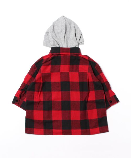 X-girl Stages（エックスガールステージス）の「チェックシャツワンピース（シャツワンピース・キッズ・ホワイト/レッド・140cm/130cm/110cm/120cm/100cm/90cm）」の3枚目の写真