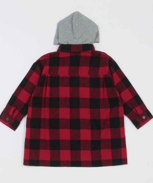 X-girl Stages（エックスガールステージス）の「チェックシャツワンピース（シャツワンピース・キッズ・ホワイト/レッド・140cm/130cm/110cm/120cm/100cm/90cm）」の5枚目の写真