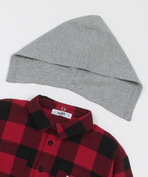 X-girl Stages（エックスガールステージス）の「チェックシャツワンピース（シャツワンピース・キッズ・ホワイト/レッド・140cm/130cm/110cm/120cm/100cm/90cm）」の7枚目の写真