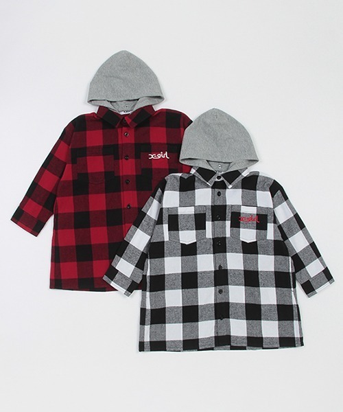 X-girl Stages（エックスガールステージス）の「チェックシャツワンピース（シャツワンピース・キッズ・ホワイト/レッド・140cm/130cm/110cm/120cm/100cm/90cm）」の22枚目の写真