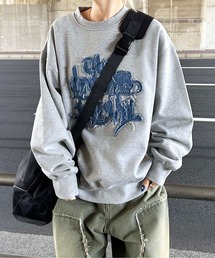 フリンジデニムロゴスウェット