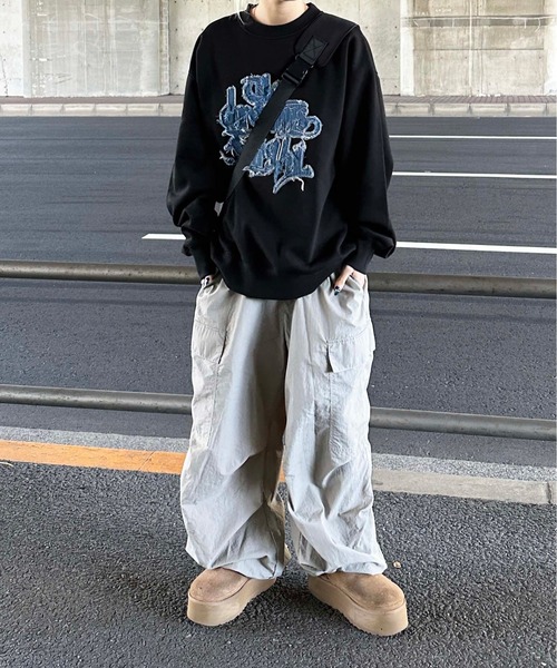 DIRT フリンジスウェット sedacle（セダクル）の「フリンジデニムロゴスウェット（スウェット