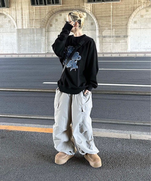 sedacle（セダクル）の「フリンジデニムロゴスウェット（スウェット