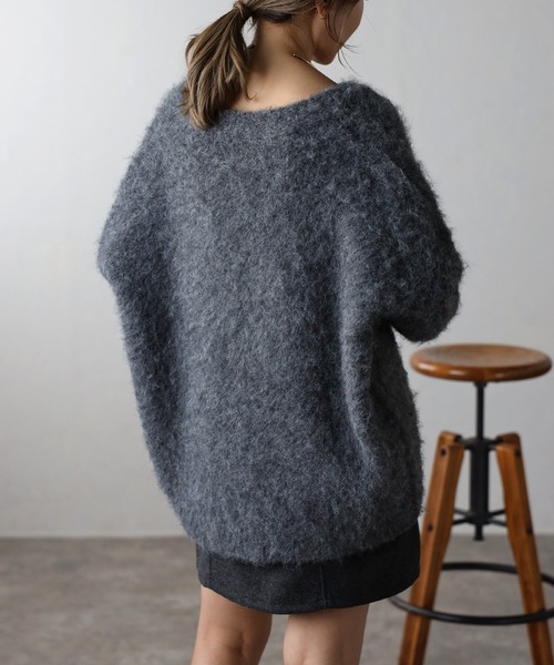 Bonjour Sagan（ボンジュールサガン）の「アルパカタッチディープVカーディガン（カーディガン/ボレロ・レディース・ライトグレー/チャコールグレー/オフホワイト・FREE）」の11枚目の写真