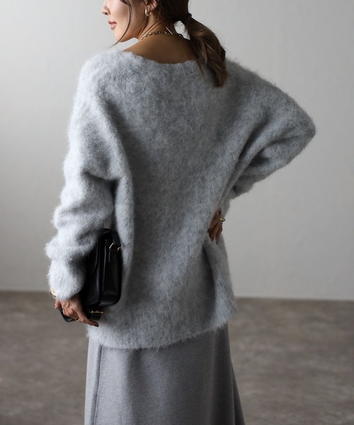 Bonjour Sagan（ボンジュールサガン）の「アルパカタッチディープVカーディガン（カーディガン/ボレロ・レディース・ライトグレー/チャコールグレー/オフホワイト・FREE）」の18枚目の写真