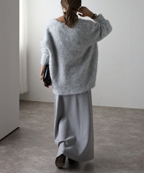 Bonjour Sagan（ボンジュールサガン）の「アルパカタッチディープVカーディガン（カーディガン/ボレロ・レディース・ライトグレー/チャコールグレー/オフホワイト・FREE）」の19枚目の写真