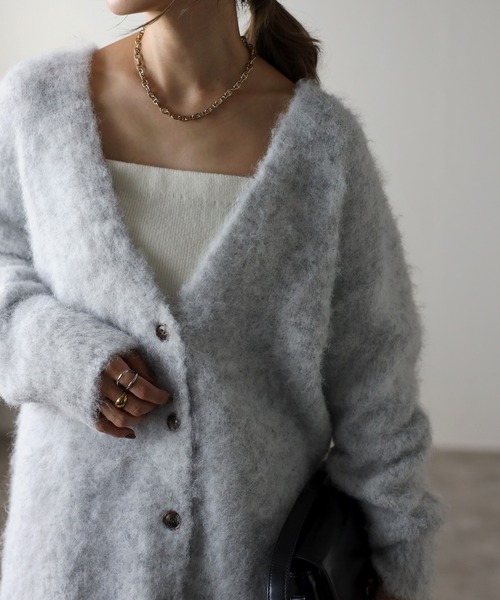 Bonjour Sagan（ボンジュールサガン）の「アルパカタッチディープVカーディガン（カーディガン/ボレロ・レディース・ライトグレー/チャコールグレー/オフホワイト・FREE）」の20枚目の写真