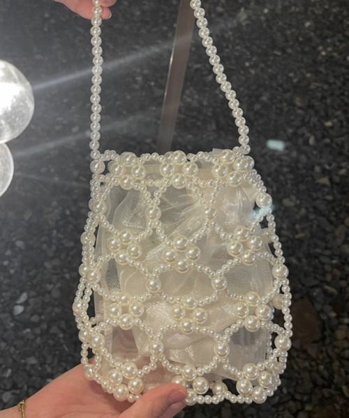 LADY LIKE（レディライク）の「パールデザインミニバッグ（ハンドバッグ・レディース・シルバー/ホワイト・F）」の7枚目の写真