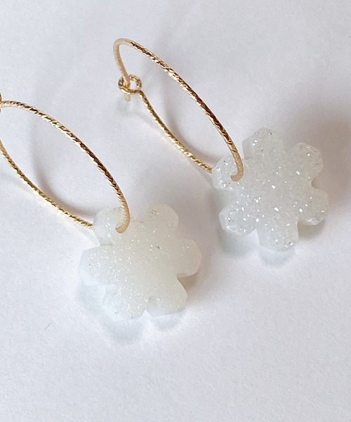 CERCA(チェルカ)の「RIYU/天然石の雪の結晶きらきらフープピアス(ピアス(両耳用)・レディース・その他1/その他2・FREE)」の9枚目の写真