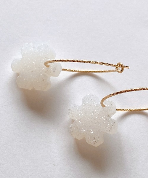CERCA(チェルカ)の「RIYU/天然石の雪の結晶きらきらフープピアス(ピアス(両耳用)・レディース・その他1/その他2・FREE)」の11枚目の写真