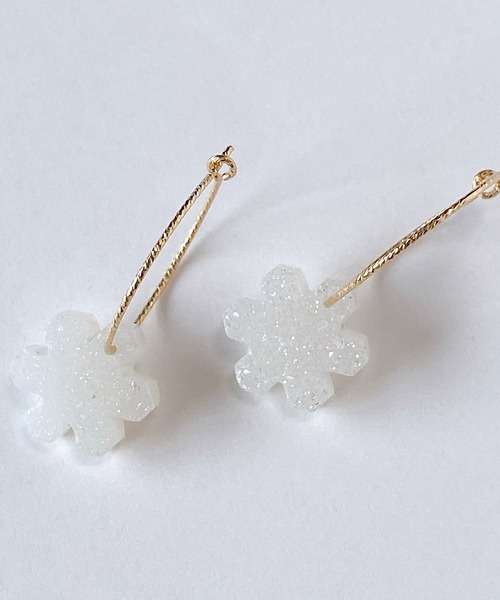 CERCA(チェルカ)の「RIYU/天然石の雪の結晶きらきらフープピアス(ピアス(両耳用)・レディース・その他1/その他2・FREE)」の13枚目の写真
