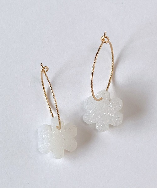 CERCA(チェルカ)の「RIYU/天然石の雪の結晶きらきらフープピアス(ピアス(両耳用)・レディース・その他1/その他2・FREE)」の14枚目の写真