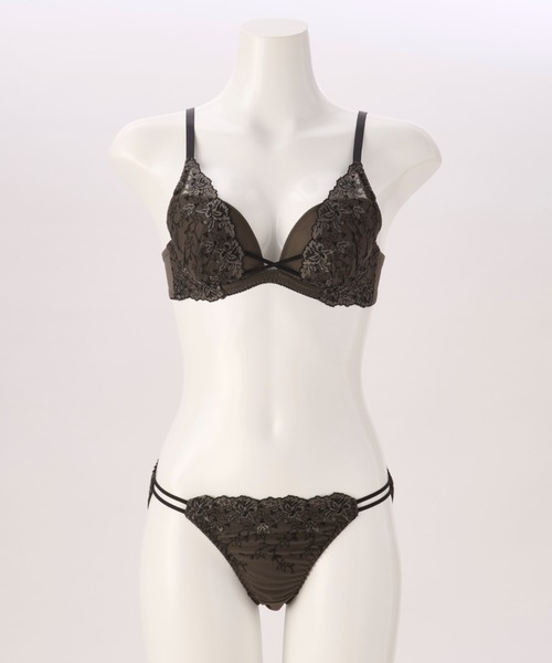 上下サイズ別可◆dolce invita◆ボタニカルブラックブラジリアン Dolce Fiora ブラジャー ショーツセット 「楽ちんフィットブラ