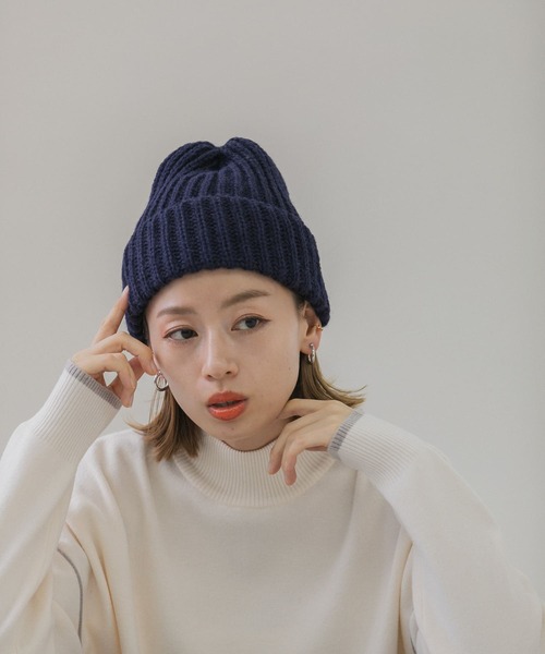 CLIPPER CASUALS（クリッパーカジュアル）の「CLIPPER　リブニット帽（ニットキャップ/ビーニー・レディース・ライトグレー/チャコールグレー/レッド/ネイビー/ホワイト・FREE）」の4枚目の写真