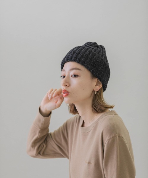 CLIPPER CASUALS（クリッパーカジュアル）の「CLIPPER　リブニット帽（ニットキャップ/ビーニー・レディース・ライトグレー/チャコールグレー/レッド/ネイビー/ホワイト・FREE）」の9枚目の写真