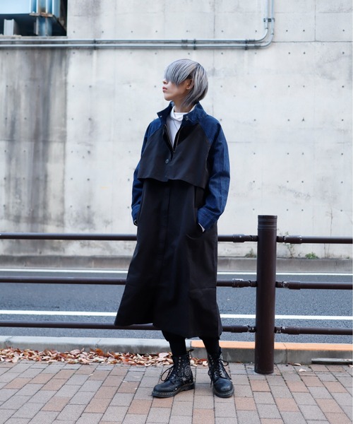 rovtski(ロフトスキー)の「デニム切換えトレンチコート(トレンチコート・レディース・ブラック系その他・FREE)」の2枚目の写真