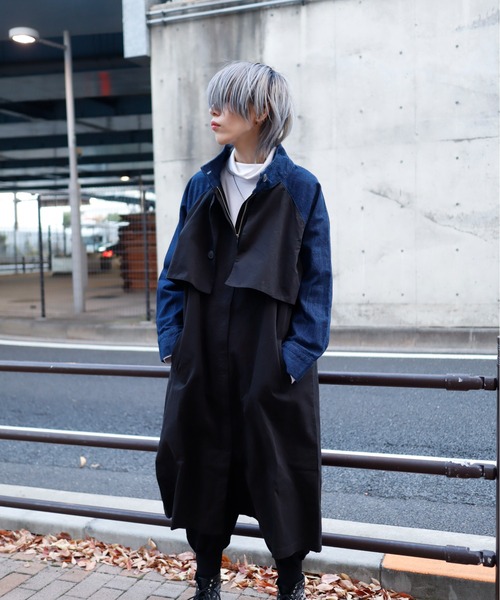 rovtski(ロフトスキー)の「デニム切換えトレンチコート(トレンチコート・レディース・ブラック系その他・FREE)」の6枚目の写真