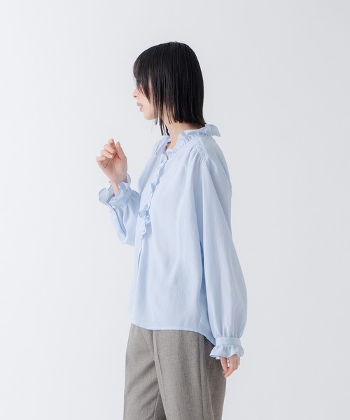 yun出品トップス 白 綿100％バスク後ろボタントップス（2023改良Ver.）（Tシャツ