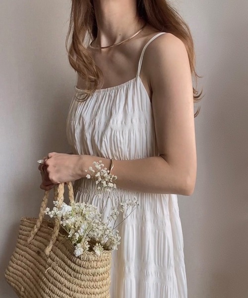 FILLOU（FILLOU）の「マジョルカシャーリングキャミワンピース（ワンピース・レディース・アイボリー/ブラック/オフホワイト・X-LARGE/LARGE/MEDIUM）」の7枚目の写真