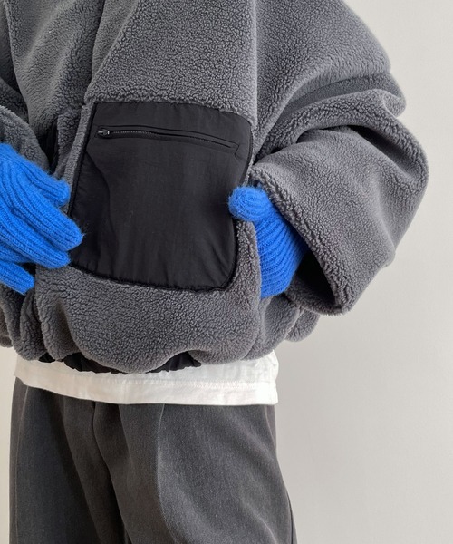 CANAL JEAN(キャナルジーン)の「El mar アウトポケットボアブルゾン(ブルゾン・レディース・チャコールグレー/クリーム・ONE SIZE)」の8枚目の写真